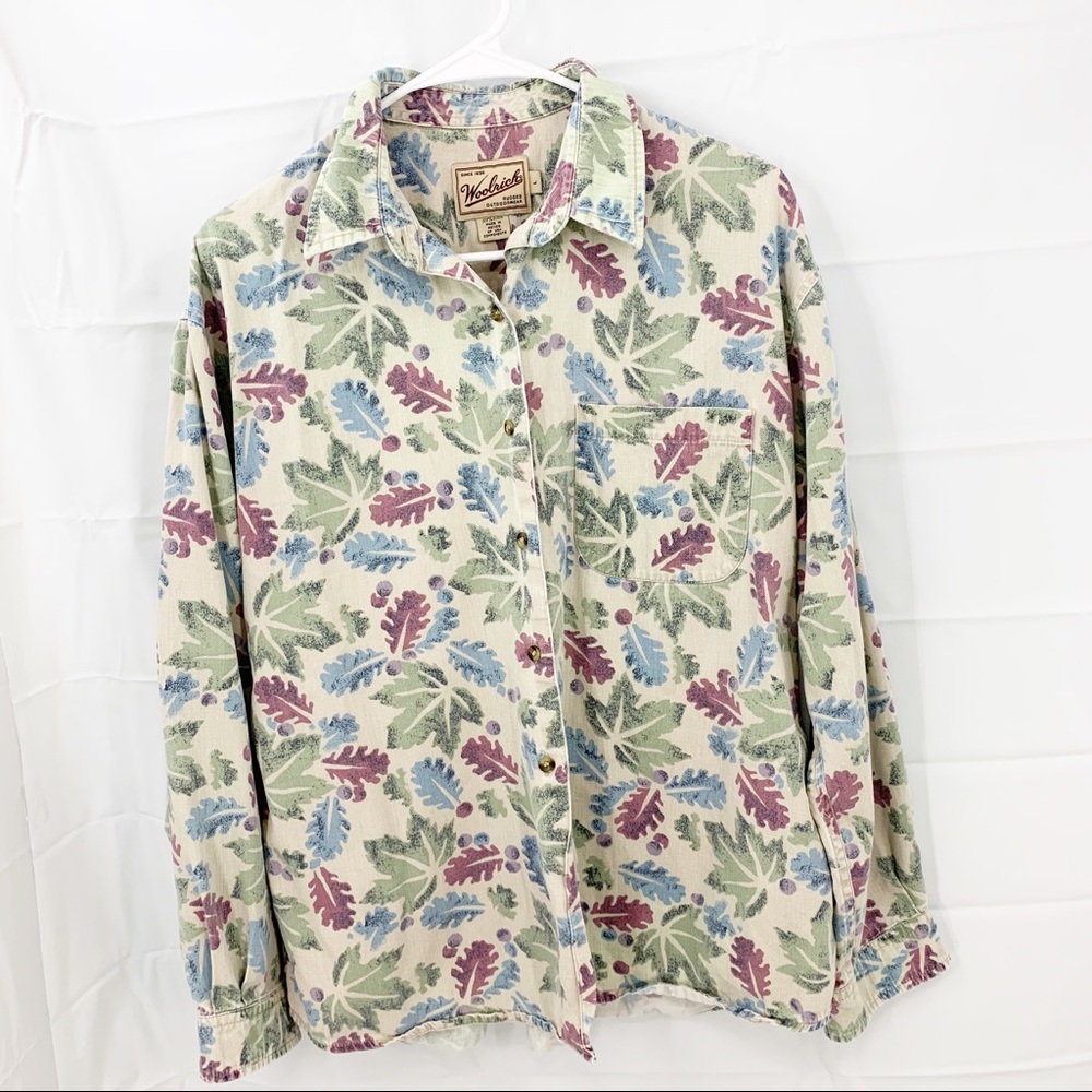 Woolrich 100% Cotton Leaf Print Button Down Shirt